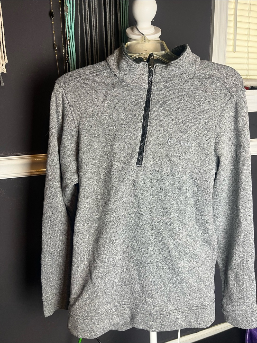 Men’s  Columbia heather grey 1/4 zip fleece pullover size medium